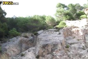 Long-haired hussy enjoys sexy rear pounding on a beach