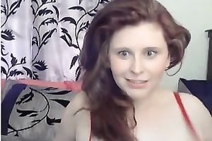 Amateur buxom nice-looking cam brunette hair brags of her astonishing boobies