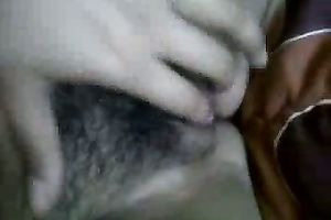 Lusty pale slut naked and teased her own shaggy bawdy cleft for some pleasure