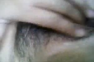 Lusty pale slut naked and teased her own shaggy bawdy cleft for some pleasure