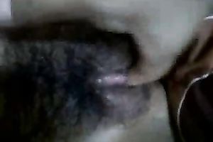 Lusty pale slut naked and teased her own shaggy bawdy cleft for some pleasure