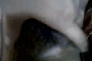 Lusty pale slut naked and teased her own shaggy bawdy cleft for some pleasure