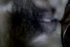 Lusty pale slut naked and teased her own shaggy bawdy cleft for some pleasure