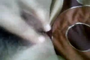 Lusty pale slut naked and teased her own shaggy bawdy cleft for some pleasure