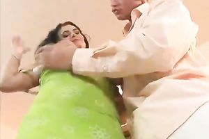 Plump brunette hair sex pot with giant tits gives solid BJ to youthful guy