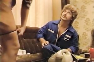 Two slim white milf sluts inthe kitchen share one dude