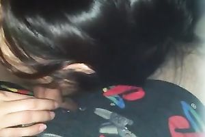 Brunette non-professional chick greedily sucked my friend's lollicock