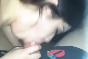 Brunette non-professional chick greedily sucked my friend's lollicock