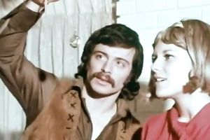 Adorable classic auburn haired beauty feeds herself with a cock