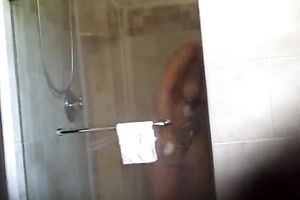 Fat short haired older white women going out of shower room