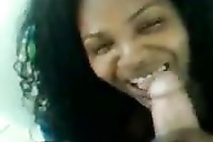 Hilarious unshaved dark nympho was posing and engulfing jock as well