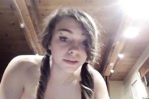 Cute and playful brunette hair legal age teenager exposed and in the mood on livecam