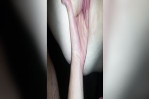 Lady with pale giant wazoo wanted to receive her pink hairless cunt screwed properly