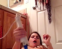 Teen silent but powerful orgasms with a magic wand