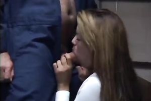 Hot hottie blows and enjoys impure rear banging in a car park