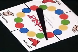 Enjoy watching in nature's garb ebony angels playing twister indoors