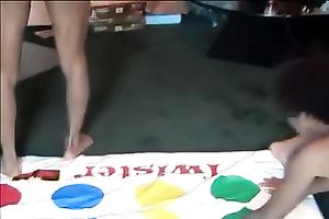 Enjoy watching in nature's garb ebony angels playing twister indoors