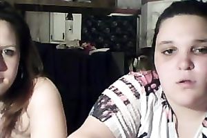 Two chunky bulky legal age teenagers flashing their large milk shakes on cam