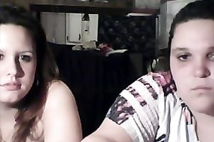 Two chunky bulky legal age teenagers flashing their large milk shakes on cam