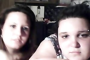 Two chunky bulky legal age teenagers flashing their large milk shakes on cam