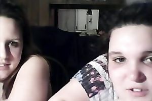 Two chunky bulky legal age teenagers flashing their large milk shakes on cam