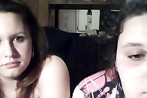 Two chunky bulky legal age teenagers flashing their large milk shakes on cam