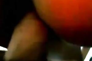Busty non-professional hottie riding solid 10-Pounder in reverse cowgirl position