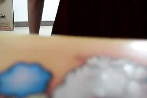 Lusty teen pleasant moist punani with large sex toy upskirt