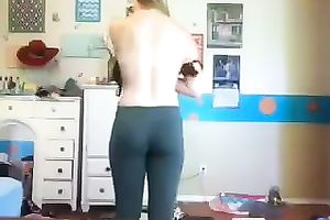 Svelte cute str8 haired cam nympho was showing off her booty