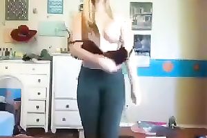 Svelte cute str8 haired cam nympho was showing off her booty