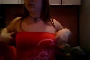Selfie of my chunky dark brown teeny girlfriend flaunting her boobies