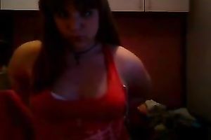 Selfie of my chunky dark brown teeny girlfriend flaunting her boobies
