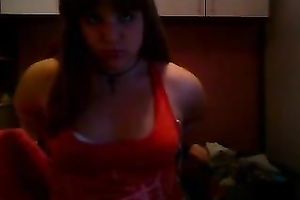 Selfie of my chunky dark brown teeny girlfriend flaunting her boobies