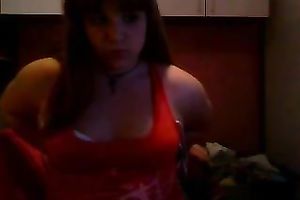 Selfie of my chunky dark brown teeny girlfriend flaunting her boobies