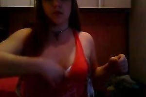 Selfie of my chunky dark brown teeny girlfriend flaunting her boobies