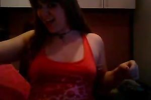 Selfie of my chunky dark brown teeny girlfriend flaunting her boobies