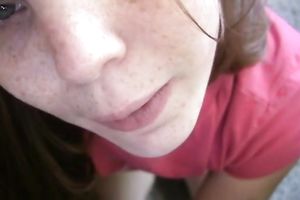Small white jock for cute frckled white chick on POV tape