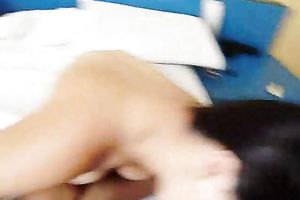 Steamy POv episode of my dark haired sexploitress engulfing my large pecker