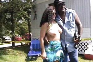Mature brunette milfie slutty wife shows her billibongs to all slutty men