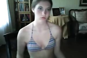 Cute pale and not quite titless web camera gal goes solo for me solely