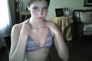 Cute pale and not quite titless web camera gal goes solo for me solely