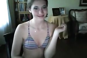 Cute pale and not quite titless web camera gal goes solo for me solely