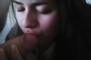 Black haired gal engulfing rock hard penis balls unfathomable in dilettante clip