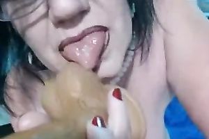 Extremely disgusting all stripped overweight whore had fun with her sex toy