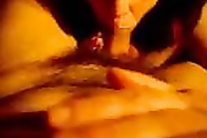 Delightful orall-service by my bodacious dark brown dirty slut wife in bedroom