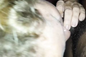 Perverted blonde haired older sexually excited cheating wife sucks my meaty black penis