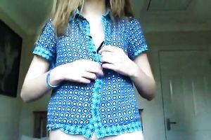 Wonderful cute and playful dark brown babe was flashing meatballs in her brassiere