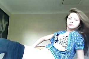 Wonderful cute and playful dark brown babe was flashing meatballs in her brassiere