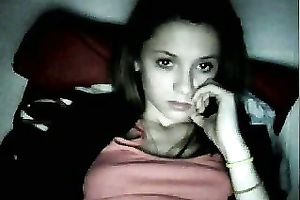 Pallid quite skinny dilettante livecam dirty slut wife was tenderly rubbing her clitoris