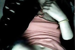 Pallid quite skinny dilettante livecam dirty slut wife was tenderly rubbing her clitoris